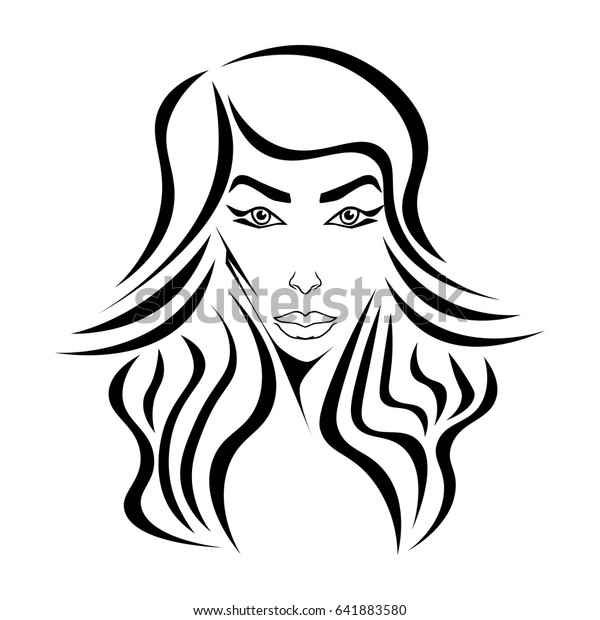 Illustration Outline Sketch Cute Young Woman Stock Vector (Royalty Free ...