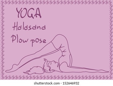 Illustration with outline slim girl in Plow yoga pose