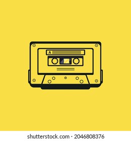Illustration outline vector graphics of cassette tape editable, suitable for icon music ads and logo