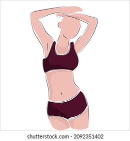 illustration outline weight loss. linear icon. waist, waistline
