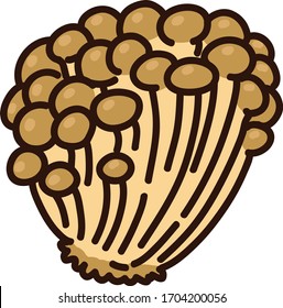 Illustration of outlined enoki mushroom