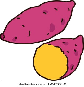 Illustration of outlined sweet potatoes