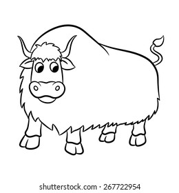 Illustration of outlined yak on a white background. Vector