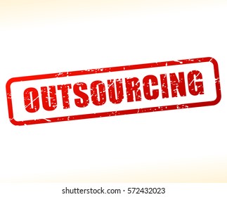 Illustration of outsourcing red text stamp