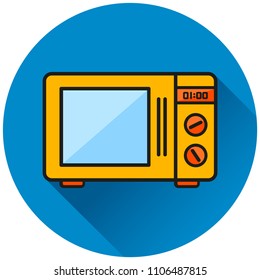 Illustration of oven circle blue flat icon