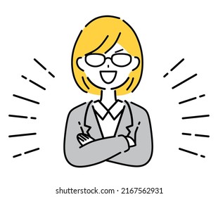 Illustration of an overconfident business woman.