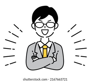 Illustration of an overconfident businessman.