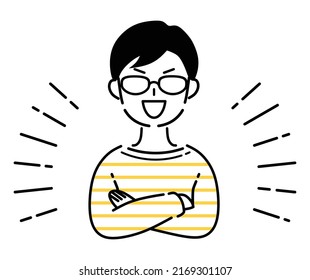 Illustration of an overconfident man.