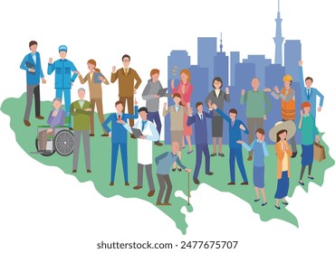 Ilustración del hacinamiento en Tokio