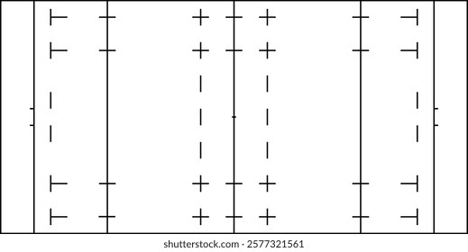 Illustration of an overhead view of a rugby court