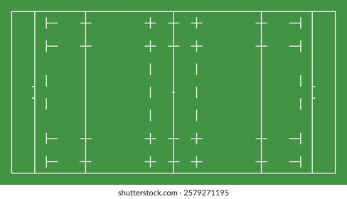 Illustration of an overhead view of a rugby court