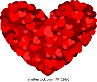 Illustration of Overlapping Heart Cutouts Forming the Shape of a Heart