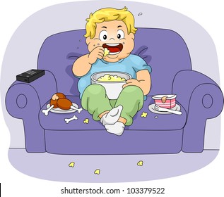 Illustration of an Overweight Boy