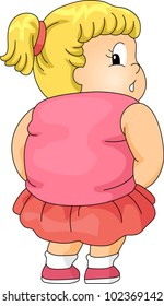 Illustration of an Overweight Girl Looking Back