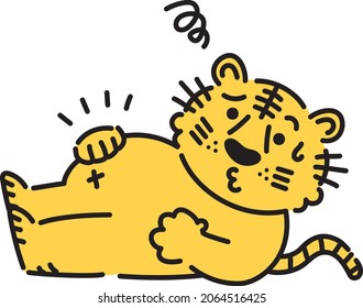 Illustration of overweight tiger lying down