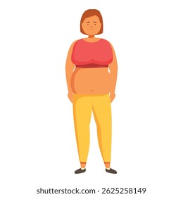 Illustration of an overweight woman standing, promoting body positivity and raising awareness about obesity