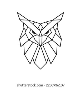 illustration of an owl animal head in a minimalistic low poly style