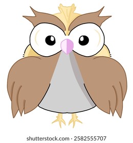 illustration of owl big eyes cartoon drawing no background