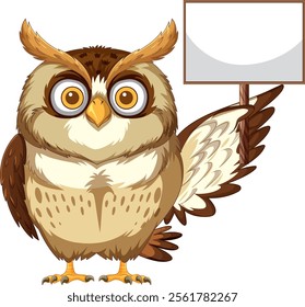 Illustration of an owl with a blank sign