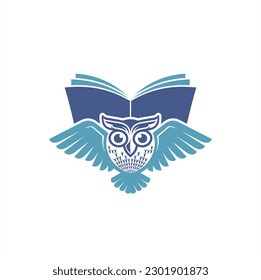 illustration of owl with book, education symbol, vector art.