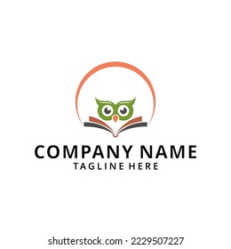 illustration  Owl book logo design, college owl book logo