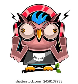 illustration owl cartoon flat color vector poster. abstract owl wall art print background for invitation card banner and design template