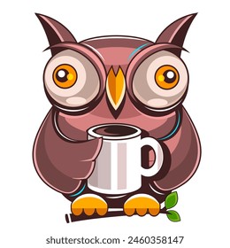 illustration owl cartoon flat color vector poster. abstract owl wall art print background for invitation card banner and design template