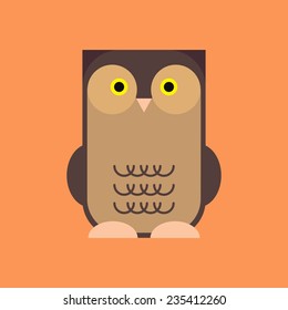 Illustration of an owl character on color background.