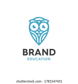 illustration of owl design logos for education, with a touch of modern style and logo design lines