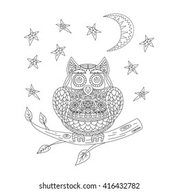 Illustration with owl drawings