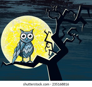 Illustration of an owl. File and elements organized for easy editing. 