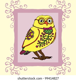 Illustration of owl with glasses