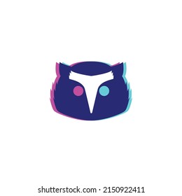 Illustration Owl Head Glitch For Logo, T Shirt, Tattoo, Poster And Others