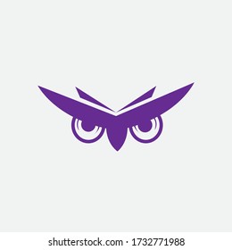 illustration of owl head in simple color vector design