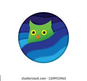 illustration of owl hiding in the sky vector