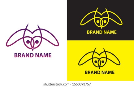 illustration of owl logo in monoline style and color gradation