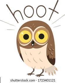 Illustration of an Owl Making a Hooting Sound