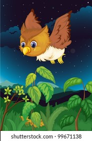 Nachts Illustration einer Eule