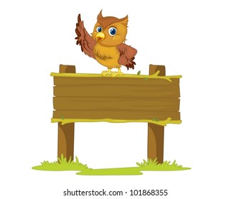 Illustration of an owl on a blank sign