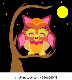 Illustration of an owl on a branch