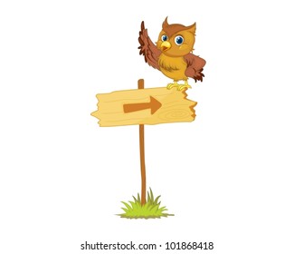 Illustration of an owl on a sign