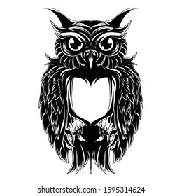 
illustration of owl with ornament style
