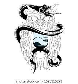 
illustration of owl with ornament style