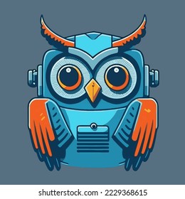 Illustration of Owl Robot on the  for Logo Mascot Character