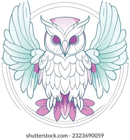 ilustración owl, diseño de camisetas, arte vectorial, lindo y peculiar, arte de fantasía, búho - ilustración vectorial. Diseño de iconos en el fondo vendido