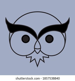 illustration of an owl in vector, night bird of prey.