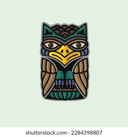 illustration an owl Wooden