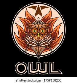 illustration of owl. You can use it to design a shirt. Or you can use it as an icon, design on a drink glass, cellphone box or wall decoration.