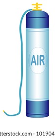 Illustration of an oxygen cylinder with a hose on a white background