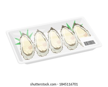 Illustration von Austern in einer Packung.